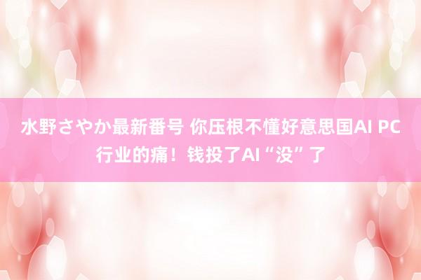 水野さやか最新番号 你压根不懂好意思国AI PC行业的痛！钱投了AI“没”了