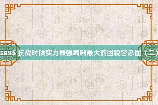sex5 抗战时候实力最强编制最大的团税警总团（二）