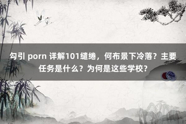 勾引 porn 详解101缱绻，何布景下冷落？主要任务是什么？为何是这些学校？