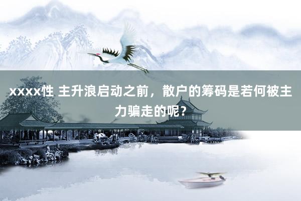 xxxx性 主升浪启动之前,散户的筹码是若何被主力骗走的呢?